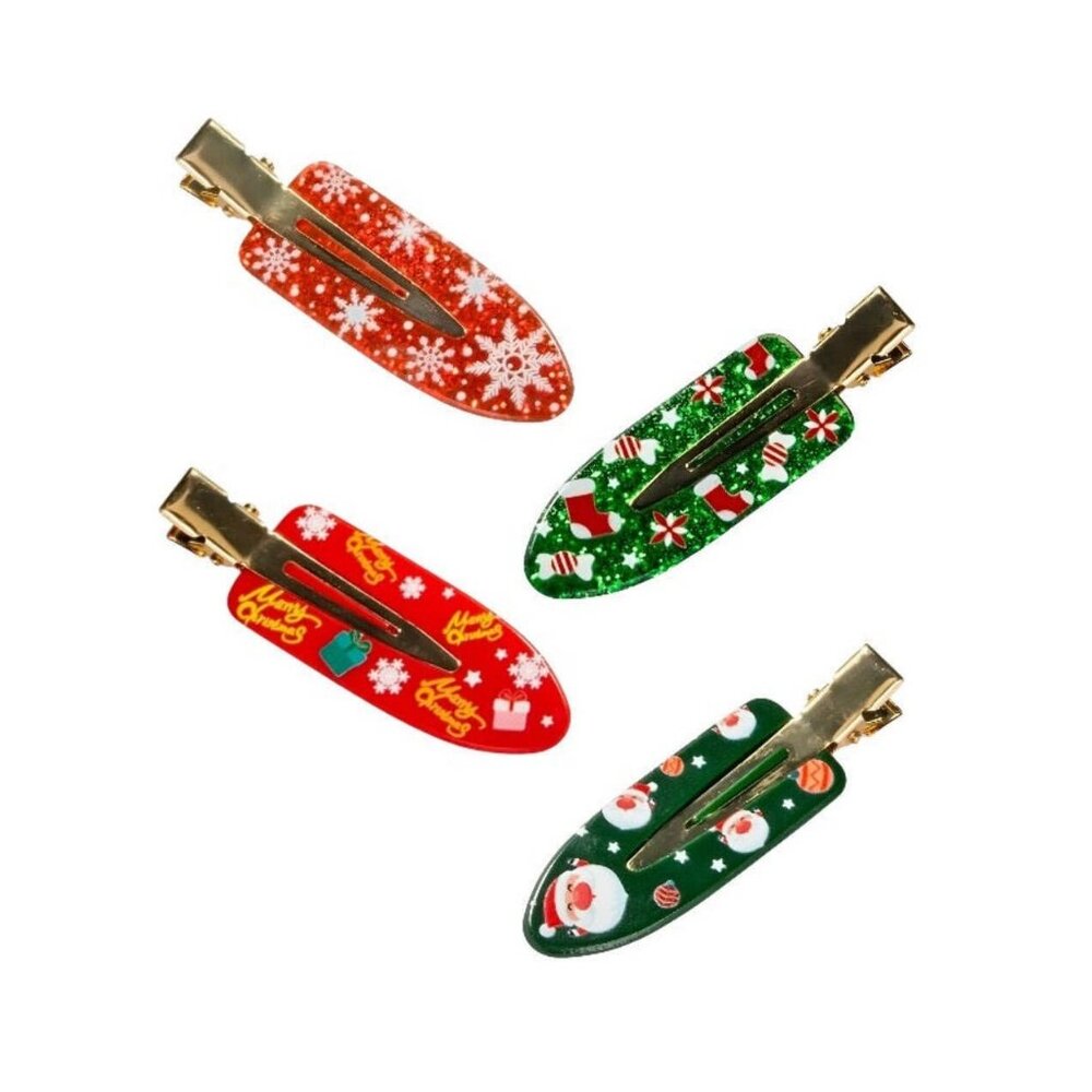 CHRISTMAS RESIN HAIR BARRETTES 4-PACK